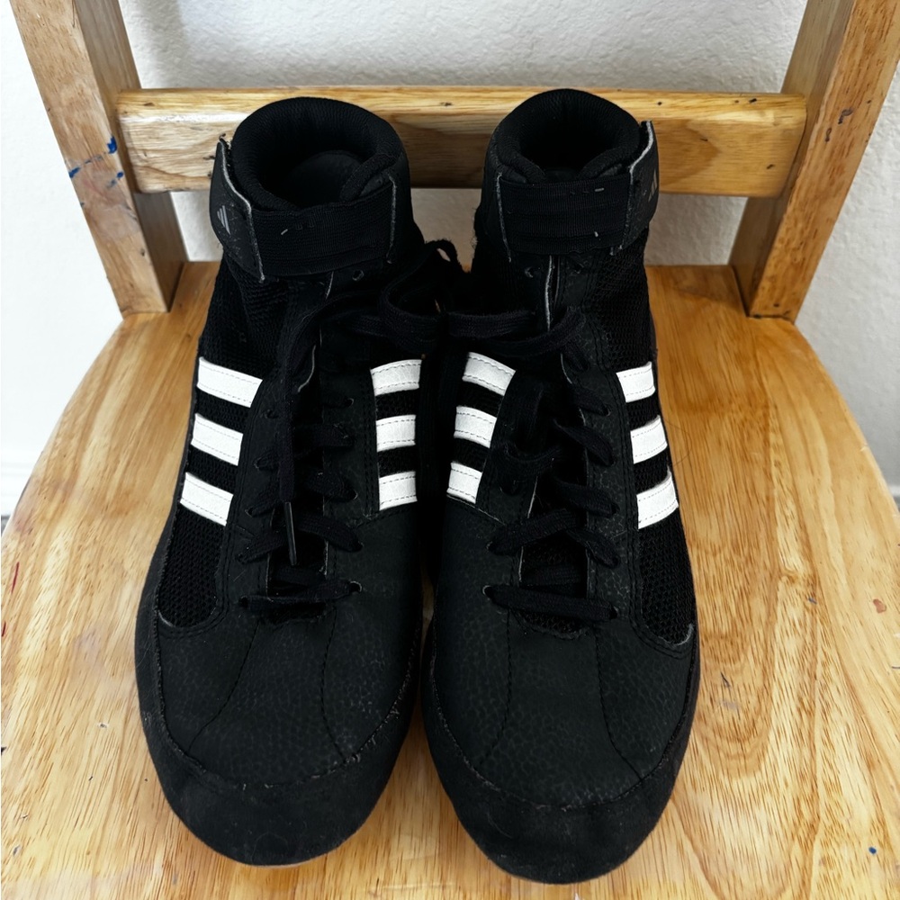 Adidas Men's Black Wrestling Shoes with White Stripes